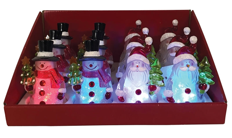 Hometown Holidays 21321 Christmas Ornament Assortment, Snowman and Santa, LED Bulb, Pack of 12