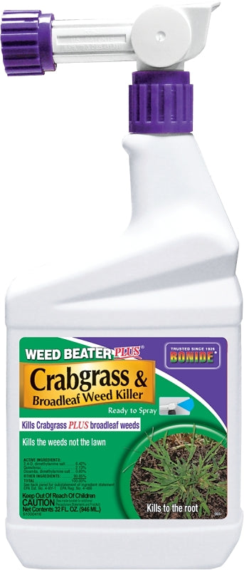 Weed Beater 066 Crabgrass and Broadleaf Weed Killer, Liquid, Black/Brown, 1 qt Bottle
