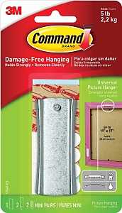 Command 17047ES Picture Hanger, 5 lb, Metal, Silver, Pack of 4
