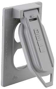 Hubbell 5146-0 Cover, Flip, Snap, 4-9/16 in L, 2-13/16 in W, 1-Gang, Aluminum, Gray, Powder-Coated, 24/CT