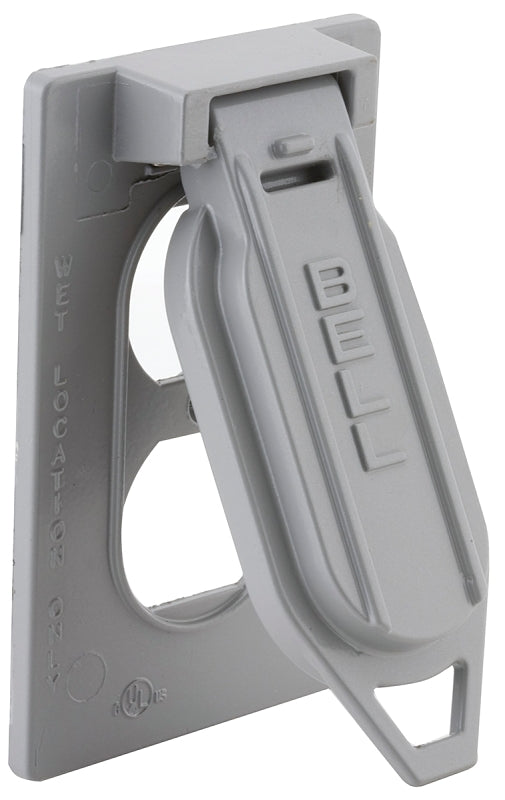 Hubbell 5146-0 Cover, Flip, Snap, 4-9/16 in L, 2-13/16 in W, 1-Gang, Aluminum, Gray, Powder-Coated, 24/CT