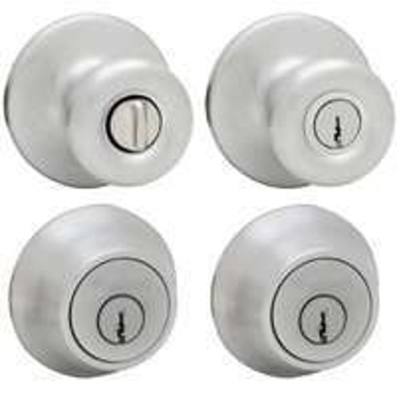 Kwikset 695T 26DCP6ALRCSK6 Combination Lockset, Left, Right, Knob Handle, Tylo Design, Satin Chrome, 3 Grade