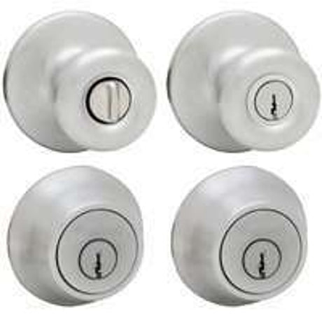 Kwikset 695T 26DCP6ALRCSK6 Combination Lockset, Left, Right, Knob Handle, Tylo Design, Satin Chrome, 3 Grade
