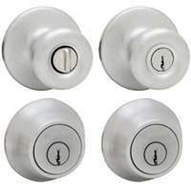 Kwikset 695T 26DCP6ALRCSK6 Combination Lockset, Left, Right, Knob Handle, Tylo Design, Satin Chrome, 3 Grade