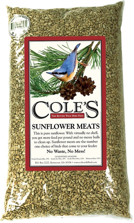 Cole's SM05 Straight Bird Seed, 5 lb Bag, Ingredients: 100% Sunflower Meats