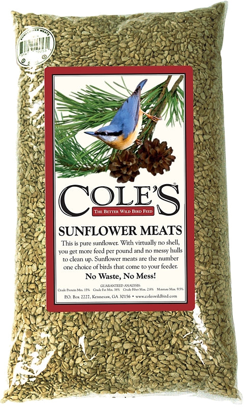 Cole's SM10 Straight Bird Seed, 10 lb Bag, Ingredients: 100% Sunflower Meats