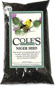 Cole's NI05 Straight Bird Seed, 5 lb Bag, Ingredients: 100% Niger Seed, Corn, Oats, Peanut Butter, Peanuts