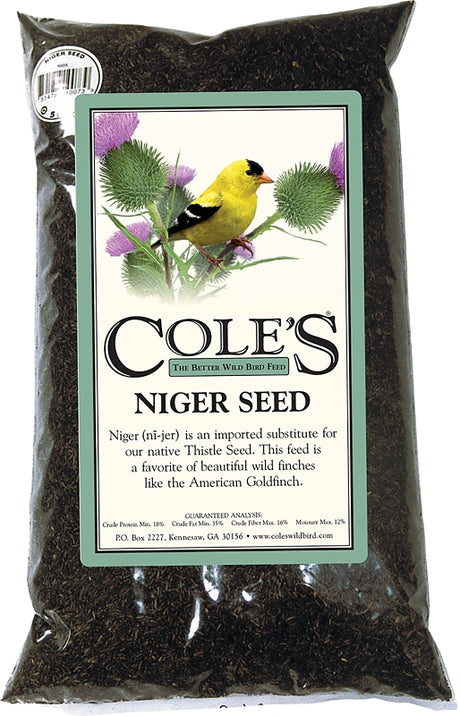 Cole's NI05 Straight Bird Seed, 5 lb Bag, Ingredients: 100% Niger Seed, Corn, Oats, Peanut Butter, Peanuts