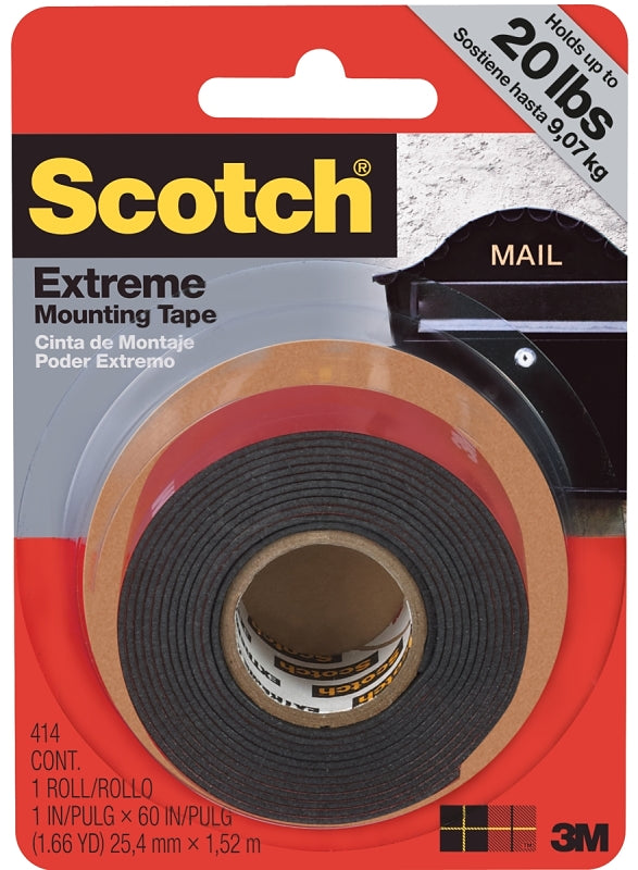 Scotch 414 Mounting Tape, Double Sided, 60 in L, 1 in W