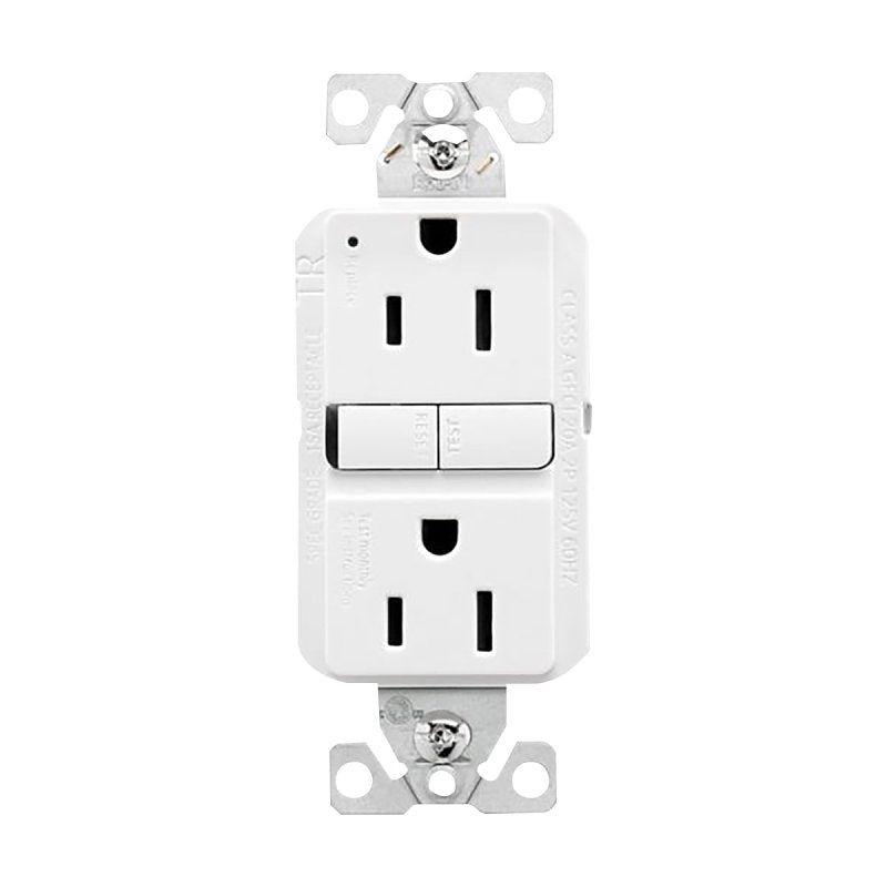 Eaton TRGF15W-3-L Self-Test GFCI Receptacle, 125 V, 15 A, NEMA: NEMA 5-15R, Back, Side Wiring, White