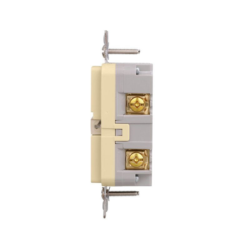 Eaton TRGF20V Tamper-Resistant Self-Test GFCI Receptacle, 125 V, 20 A, NEMA: NEMA 5-20R, Back, Side Wiring, Ivory