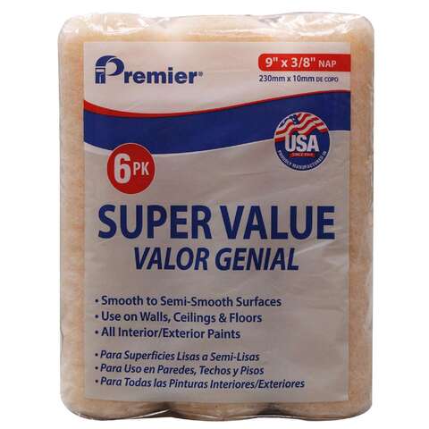 Premier Polyester 9 in. W X 3/8 in. Paint Roller Cover 6 pk, Pack of 12