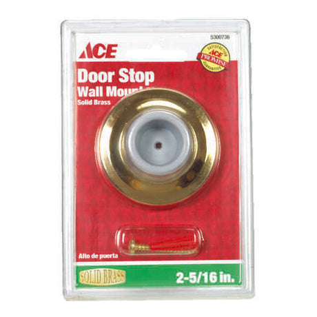 Ace 2-5/16 in. W Solid Brass Gold Wall Door Stop Mounts to door and wall 1/8 in.