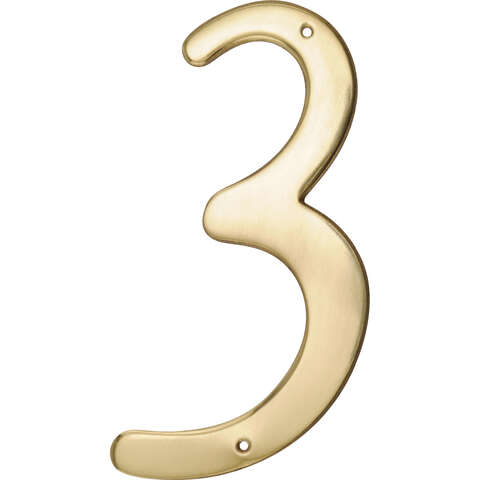 HILLMAN 4 in. Gold Brass Nail-On Number 3 1 pc, Pack of 3