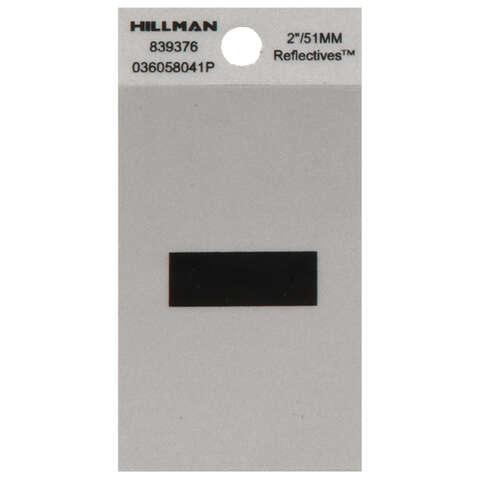HILLMAN 2 in. Reflective Black Vinyl Self-Adhesive Special Character Hyphen 1 pc, Pack of 6