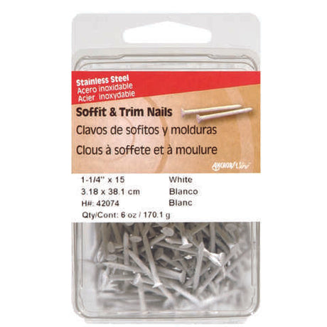 HILLMAN 1-1/4 in. Soffit and Trim Stainless Steel Nail Flat Head, Pack of 5