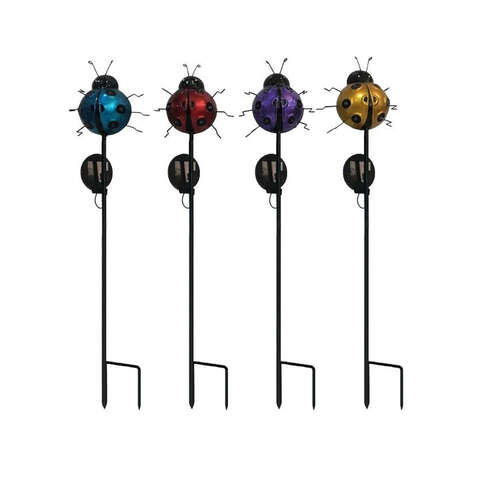 Infinity Black Iron 24 in. H Ladybug Solar Garden Stake, Pack of 12