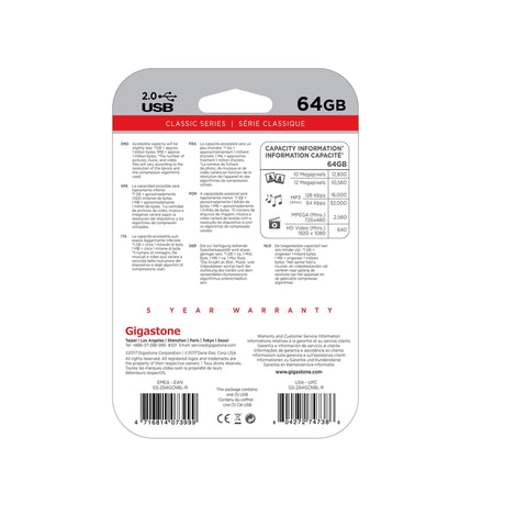 Gigastone 64 GB USB Flash Drive 1 pk