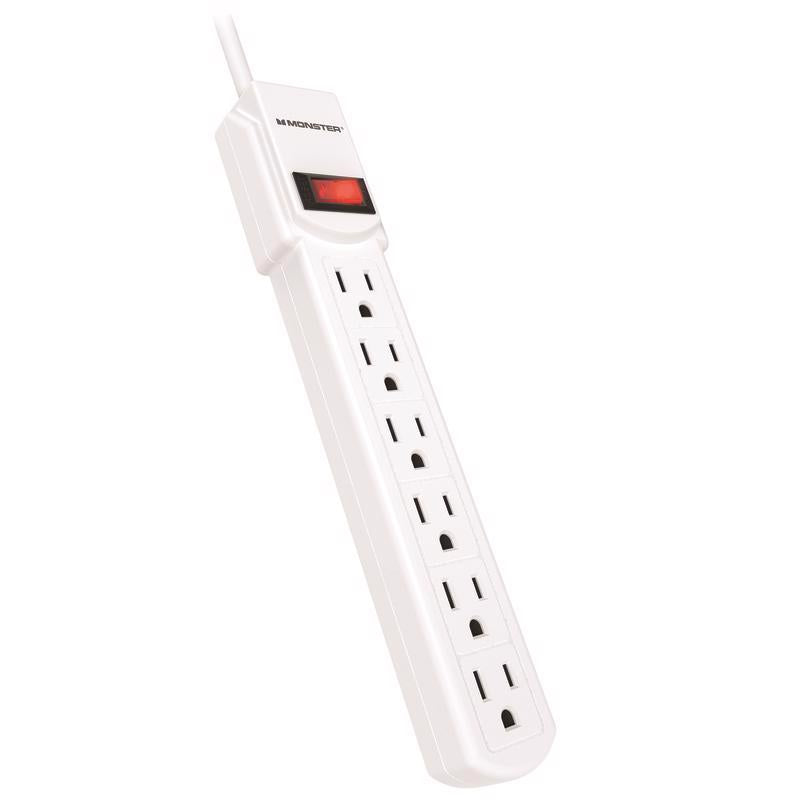 Monster Just Power It Up 3 ft. L 6 outlets Power Strip White