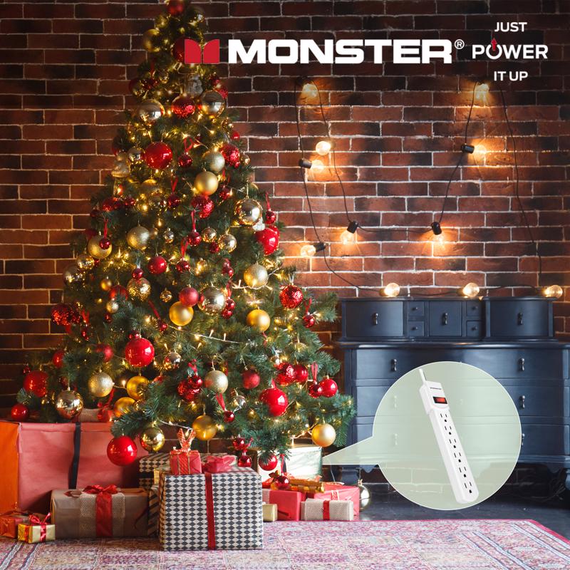 Monster Just Power It Up 3 ft. L 6 outlets Power Strip White