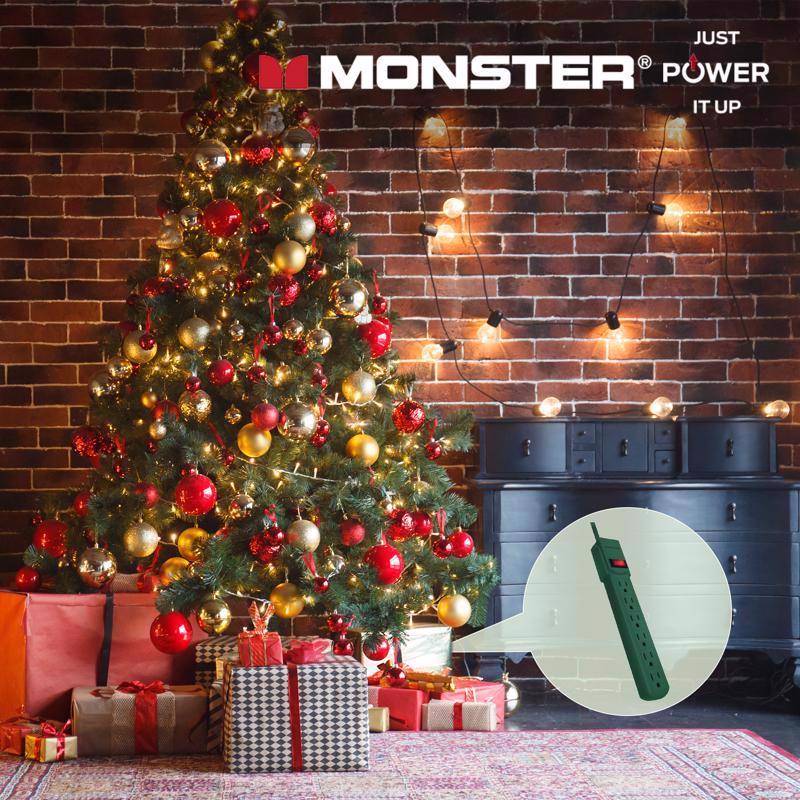Monster Just Power It Up 3 ft. L 6 outlets Power Strip Green