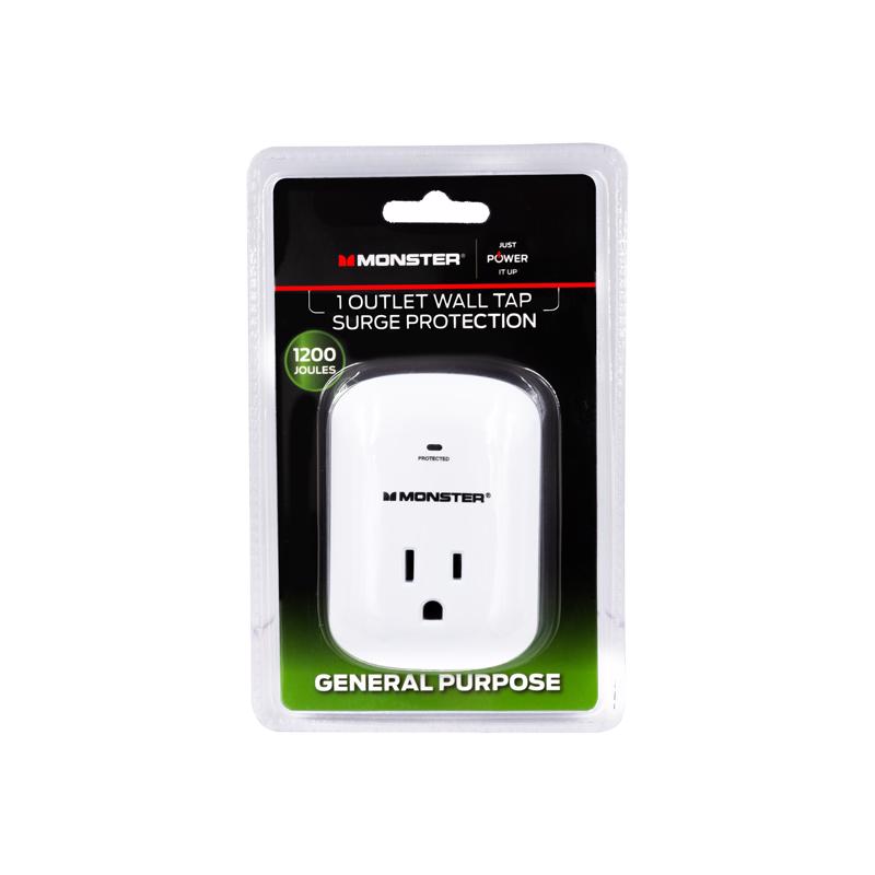 Monster Just Power It Up 0 ft. L 1 outlets Wall Tap Surge Protector White 1200 J