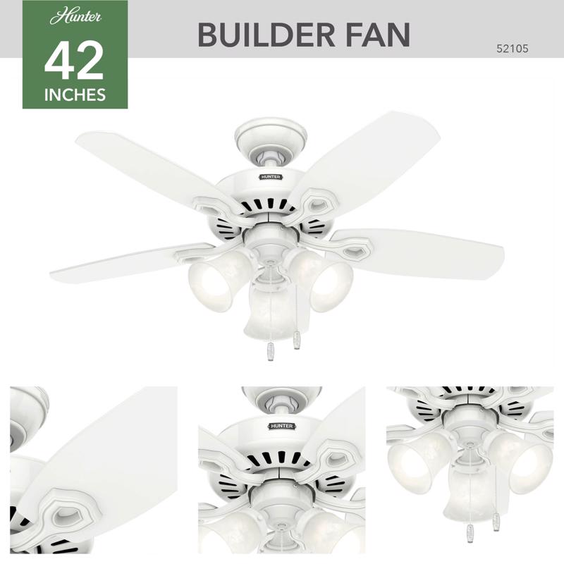 Hunter Builder 42 in. Snow White LED Indoor Ceiling Fan