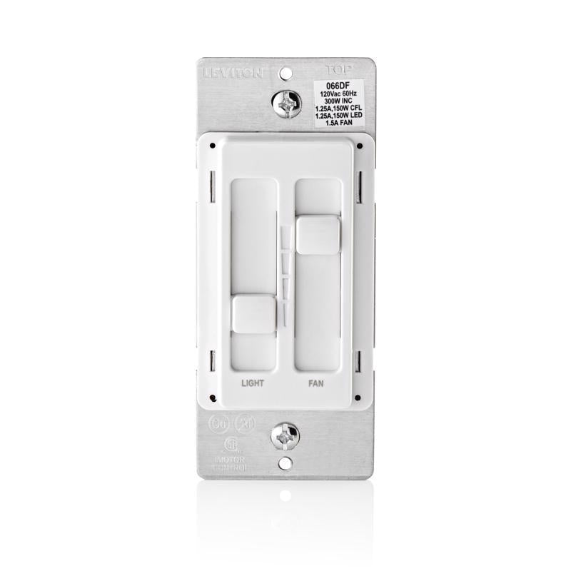 Leviton Decora SureSlide White Fan/LED Dimmer Slide Switch 1 pk