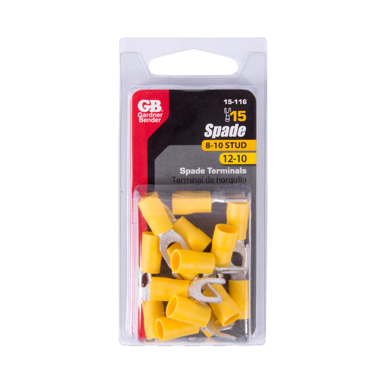 Gardner Bender 12-10 AWG Spade Terminal Yellow 15 pk