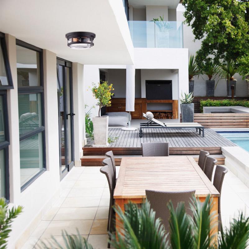 Globe Electric Wolfe Switch Natural Bronze Dimmable Outdoor Light Fixture Hardwired