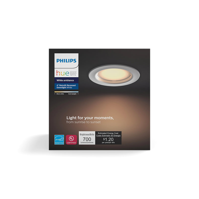 Philips Hue White 4 in. W LED Smart-Enabled Retrofit Kit 9.5 W