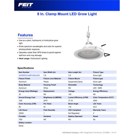 Feit Grow Fixtures Hydroponic Grow Light 32 W