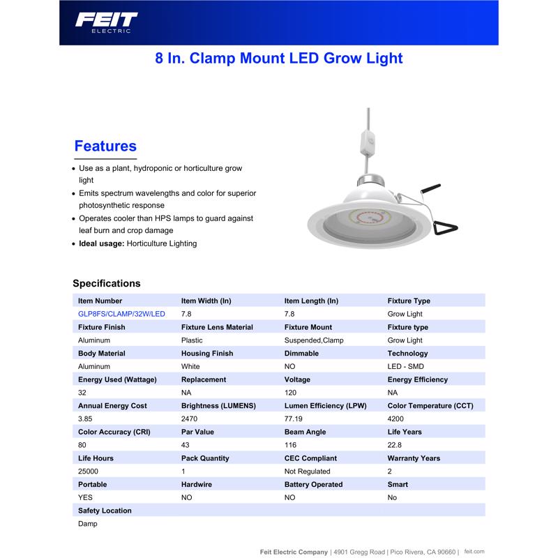 Feit Grow Fixtures Hydroponic Grow Light 32 W