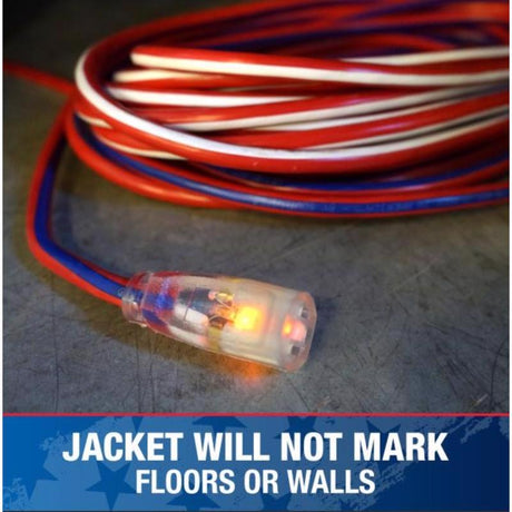 Southwire Wounded Warrior Project Indoor or Outdoor 50 ft. L Blue/Red/White Extension Cord 12/3 SJTW
