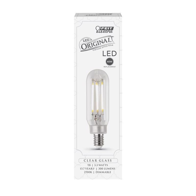 Feit T8 E12 (Candelabra) LED Bulb Soft White 40 Watt Equivalence 1 pk