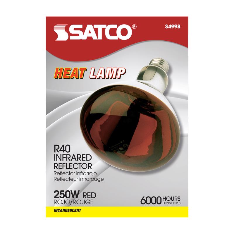 Satco 250 W R40 Heat Lamp Incandescent Bulb E26 (Medium) Red 1 pk, Pack of 12
