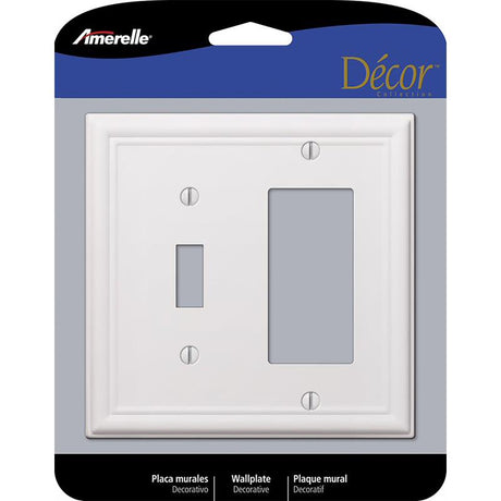 Amerelle Chelsea White 2 gang Stamped Steel Decorator/Toggle Wall Plate 1 pk