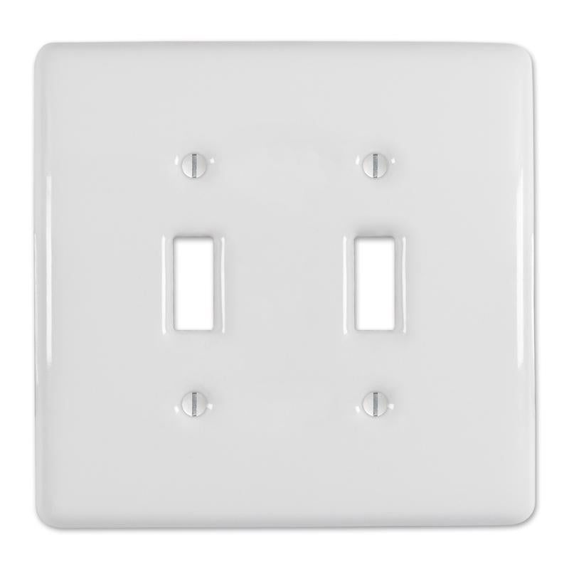 Amerelle Metro White 2 gang Ceramic Toggle Wall Plate 1 pk