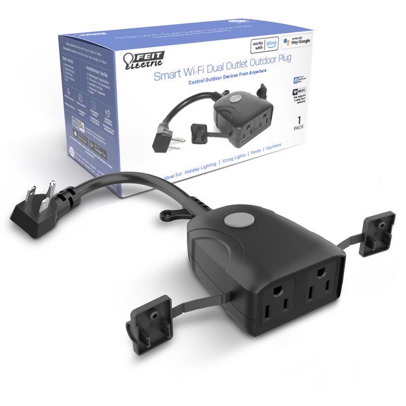 Feit Smart Home Commercial and Residential PVC Outdoor Smart-Enabled Dual Outlet Outdoor Plug 3R