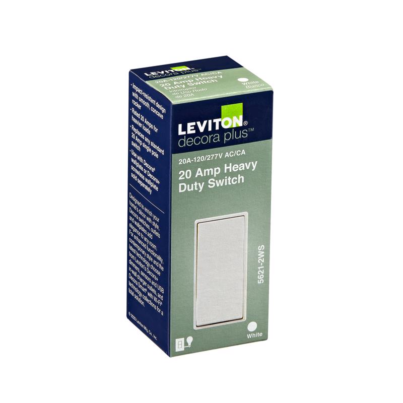 Leviton Decora Plus 20 amps Antimicrobial Treated Rocker AC Quiet Switch White 1 pk