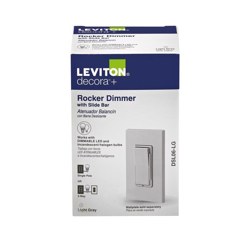 Leviton Decora Light Gray 600 W Rocker Dimmer Switch 1 pk
