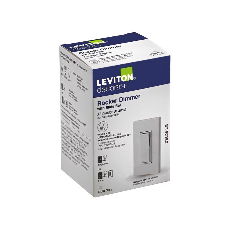 Leviton Decora Light Gray 600 W Rocker Dimmer Switch 1 pk