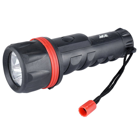 Ace 25 lm Black/Red LED Flashlight AA/D Battery