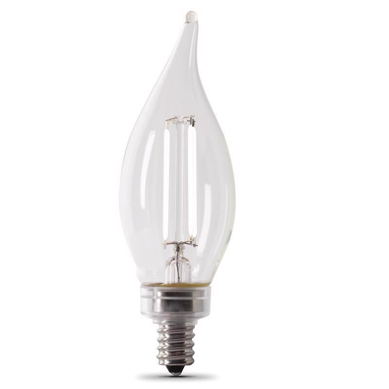 Feit White BA10 E12 (Candelabra) Filament LED Bulb Soft White 40 Watt Equivalence 4 pk