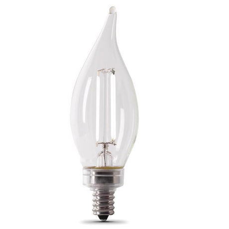 Feit White BA10 E12 (Candelabra) Filament LED Bulb Soft White 40 Watt Equivalence 4 pk