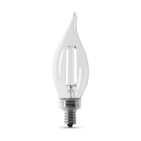 Feit White BA10 E12 (Candelabra) Filament LED Bulb Soft White 60 Watt Equivalence 2 pk