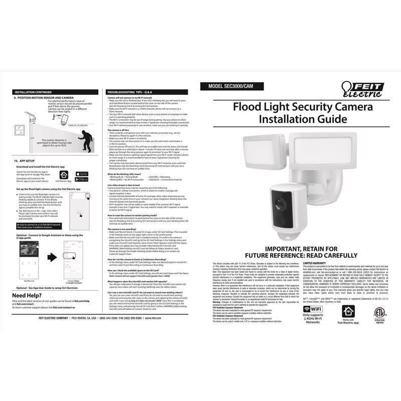 Feit Smart Home Motion-Sensing Hardwired LED White Smart-Enabled Security Floodlight