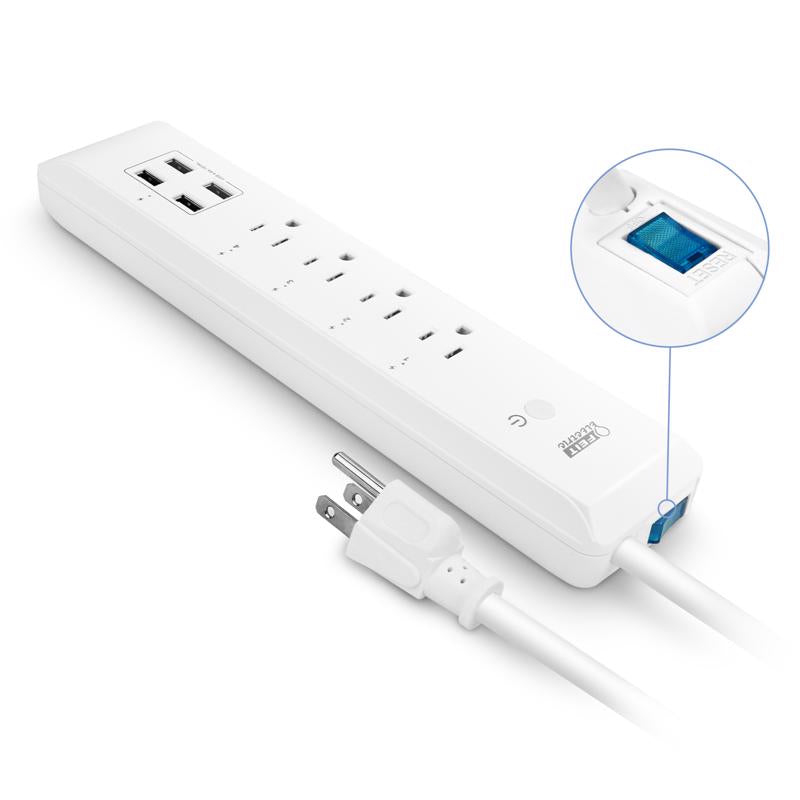 Feit Smart Home 5 ft. L 4 outlets Smart-Enabled Wi-Fi Power Strip with USB White 460 J