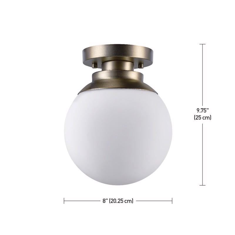 Globe Electric Portland 9.91 in. H X 8 in. W X 8 in. L Brass White Ceiling Light