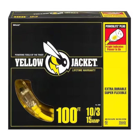 Yellow Jacket Outdoor 100 ft. L Yellow Extension Cord 10/3 SJTW
